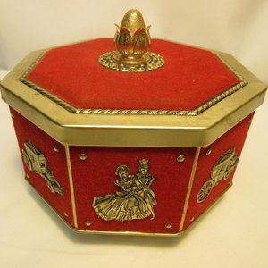 Antique Velvety Flocked Toffee Tin